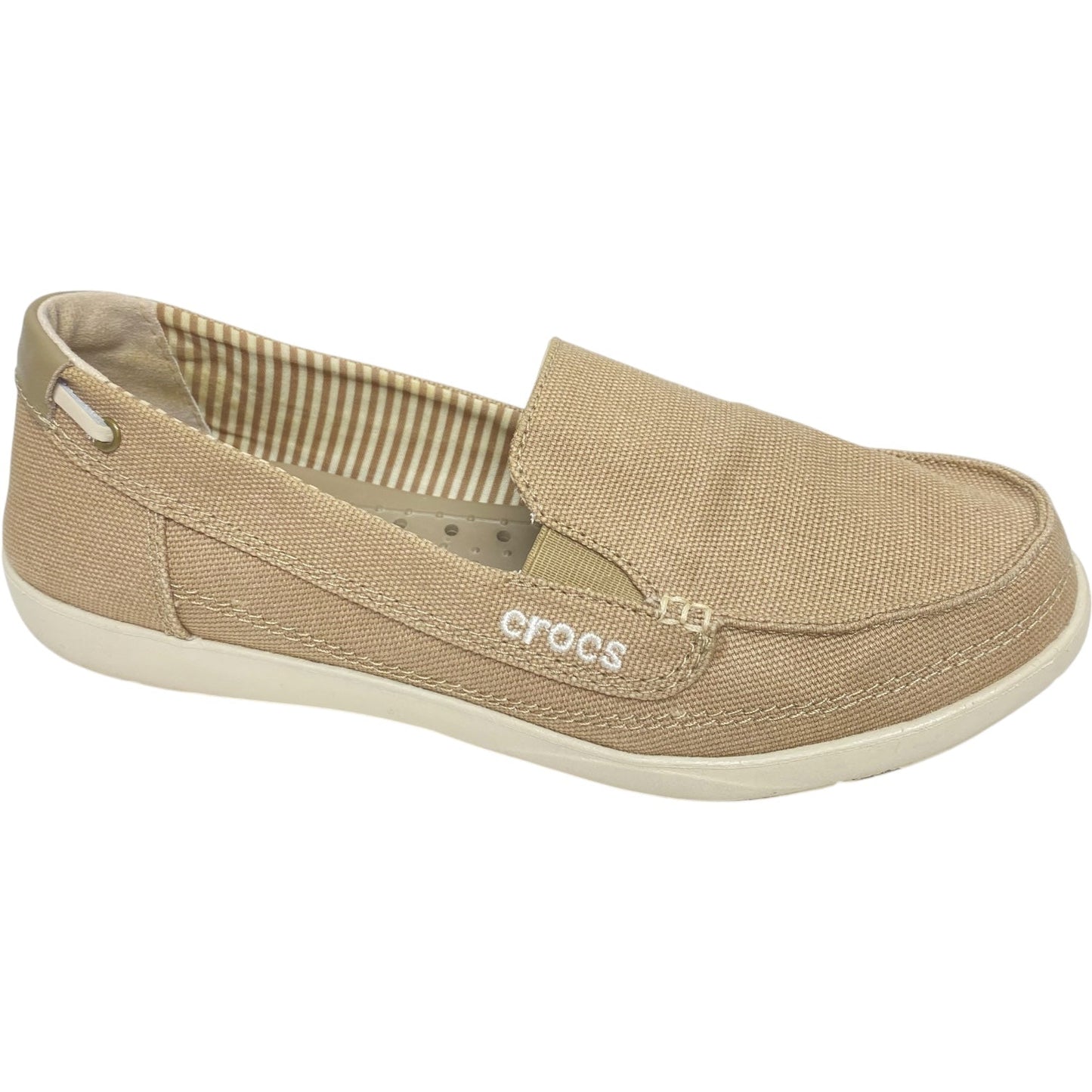 Shoes Flats By Crocs In Tan, Size: 8