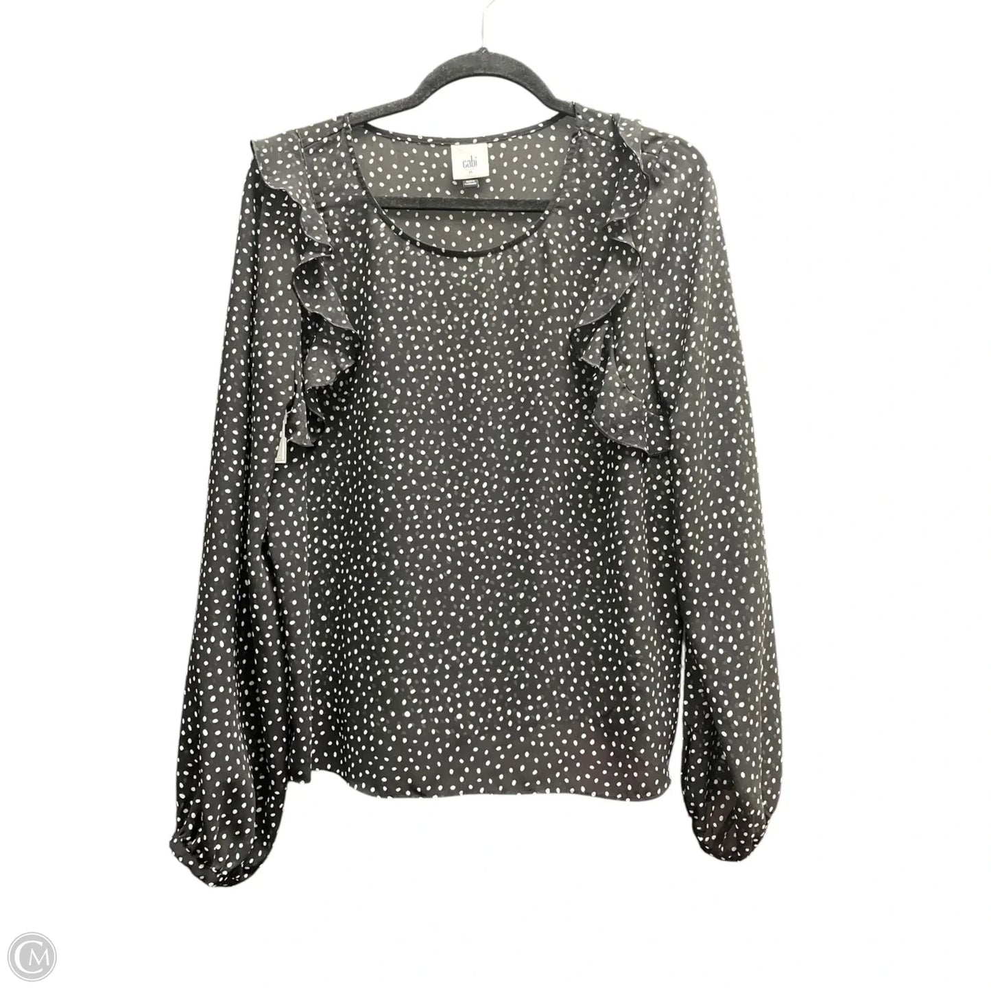 Blouse Long Sleeve By Cabi In Polkadot Pattern, Size: M