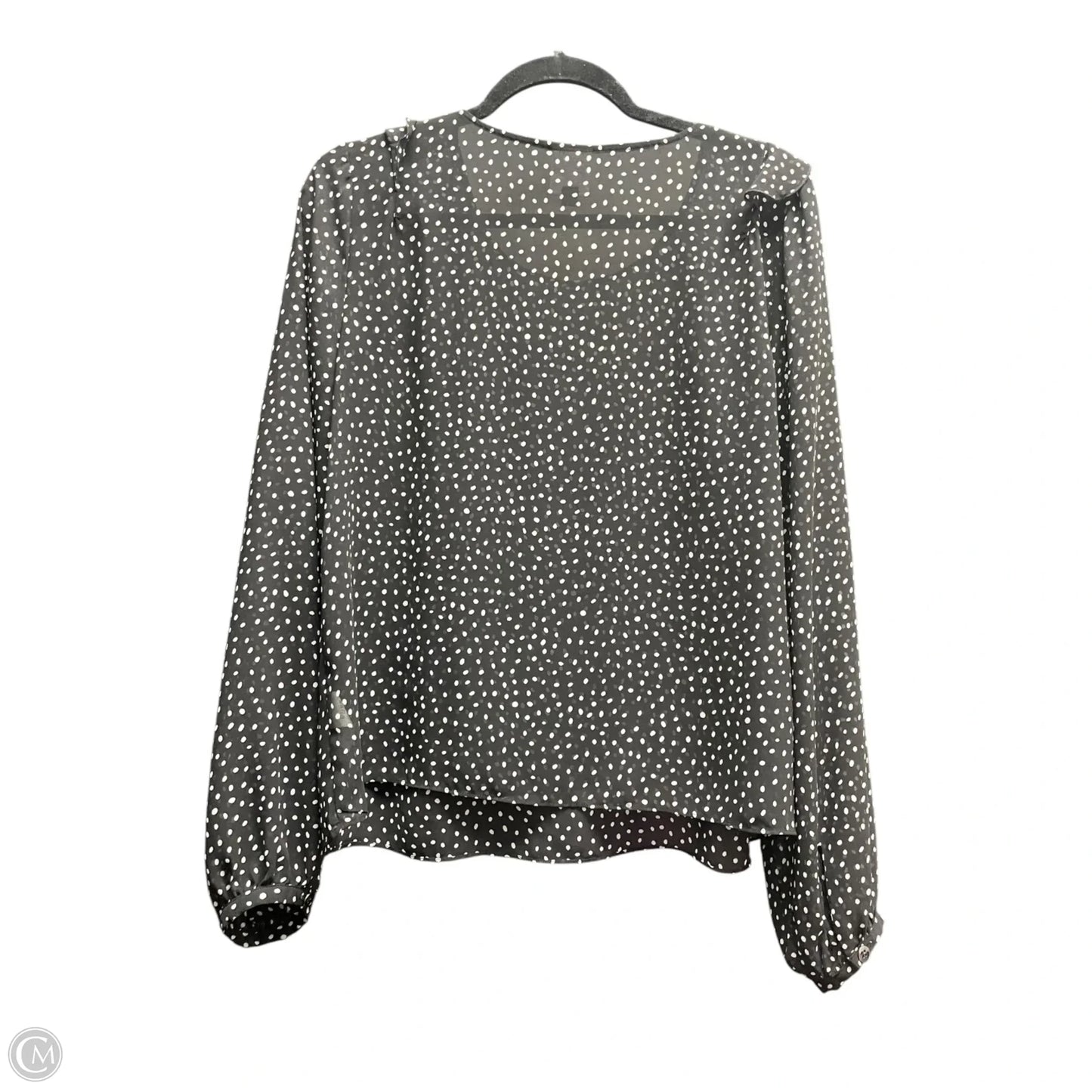 Blouse Long Sleeve By Cabi In Polkadot Pattern, Size: M