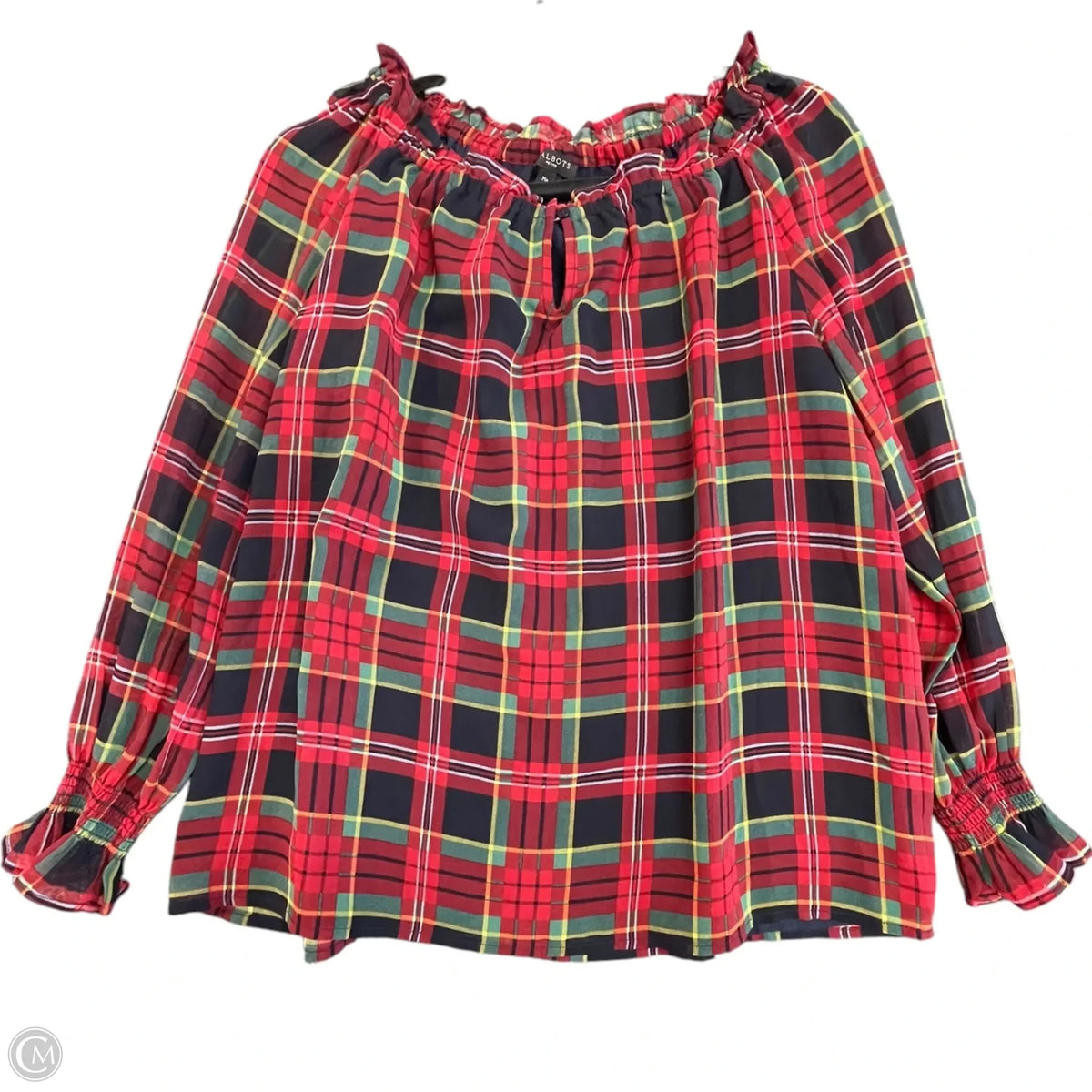 Top Long Sleeve By Talbots In Plaid Pattern, Size: Mp