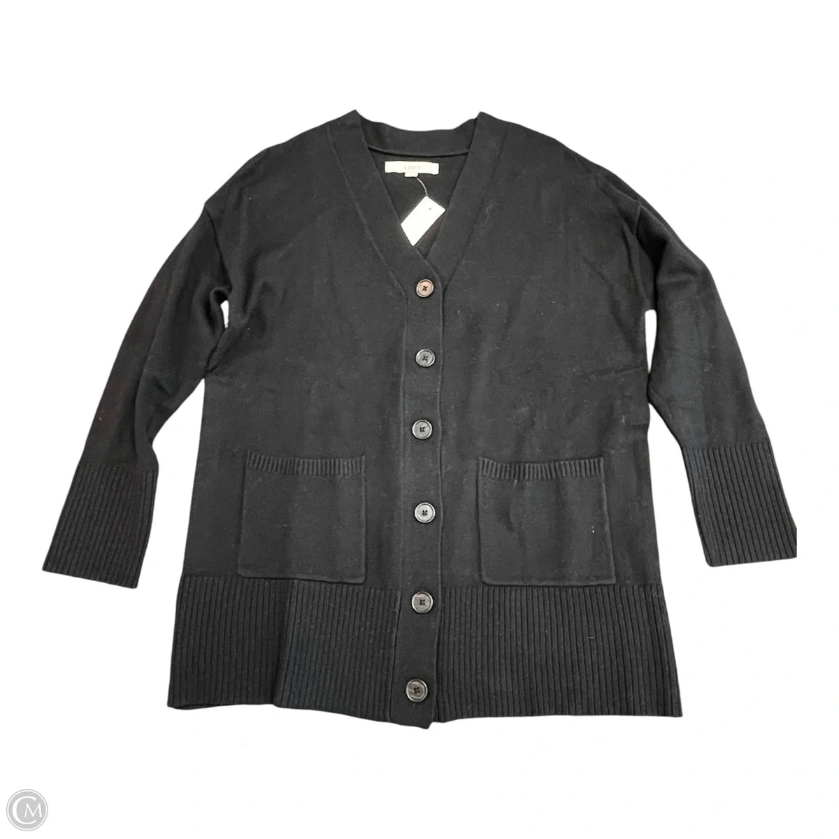 Sweater Cardigan By Loft In Black, Size: M