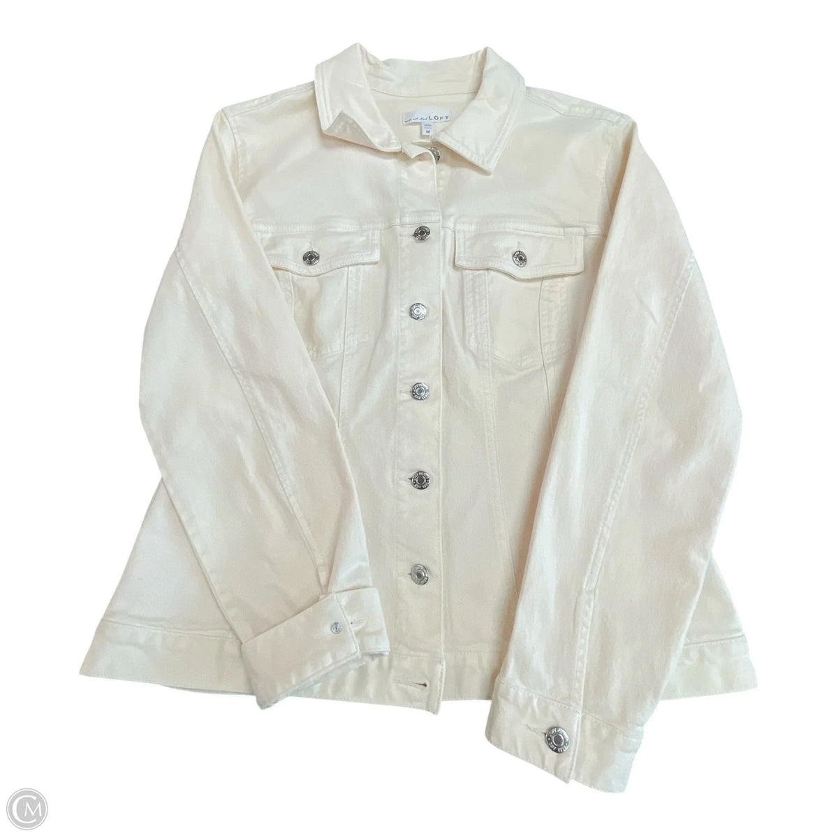 Jacket Denim By Loft In Cream, Size: M