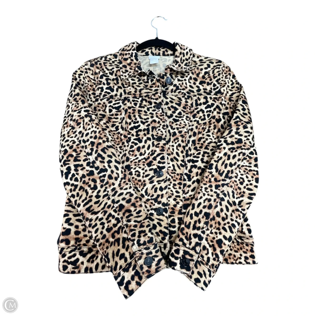 Jacket Denim By Chicos In Animal Print, Size: S