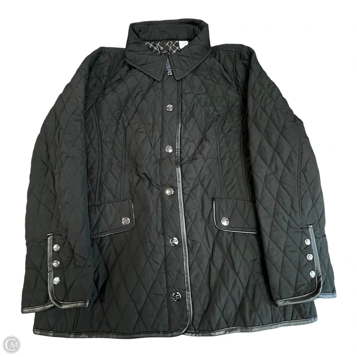 Jacket Puffer & Quilted By Chicos In Black, Size: L