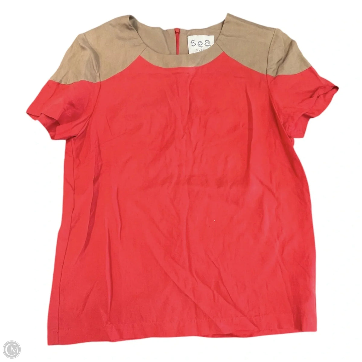 Top Short Sleeve By Cma In Brown & Red, Size: 4