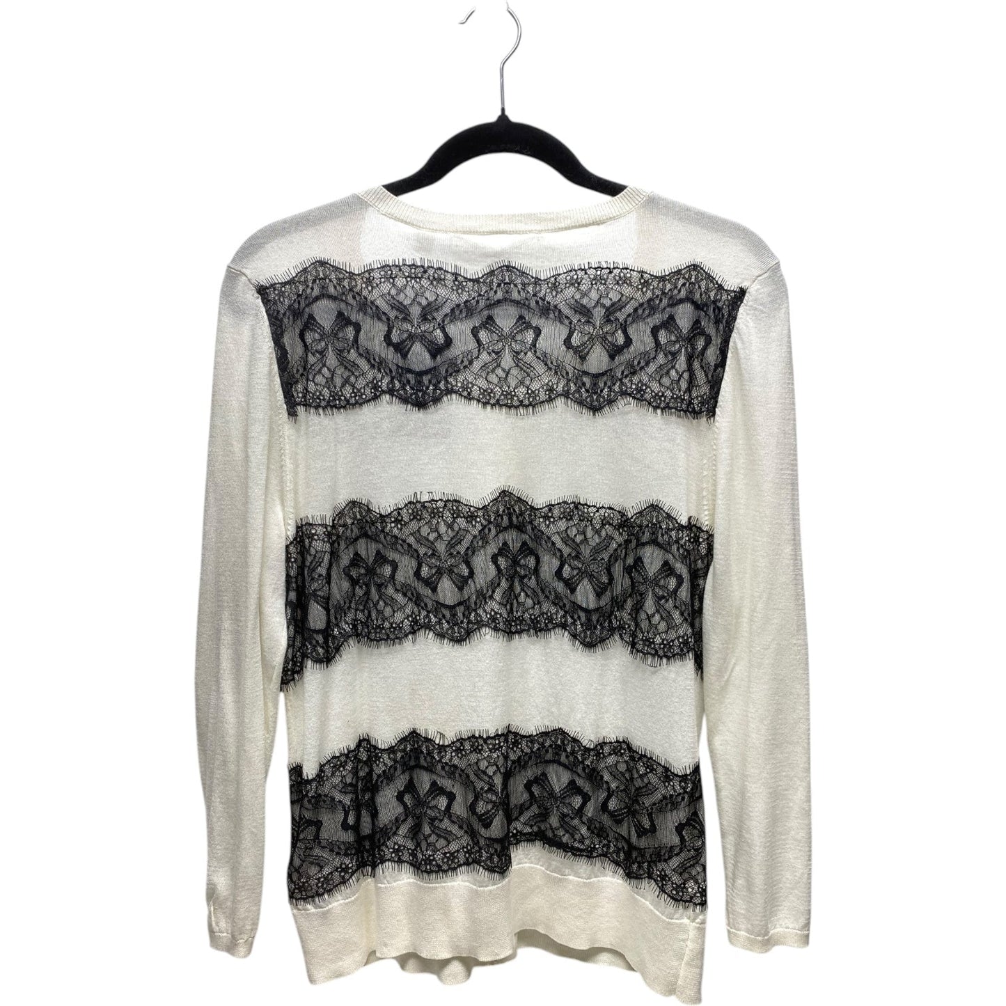 Top Long Sleeve By Anthropologie In Black & White, Size: L