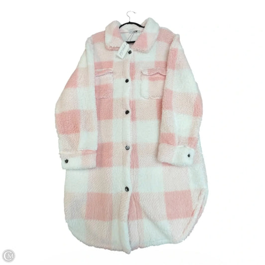 Coat Faux Fur & Sherpa By Miss Sparkling In Pink & White, Size: Xl