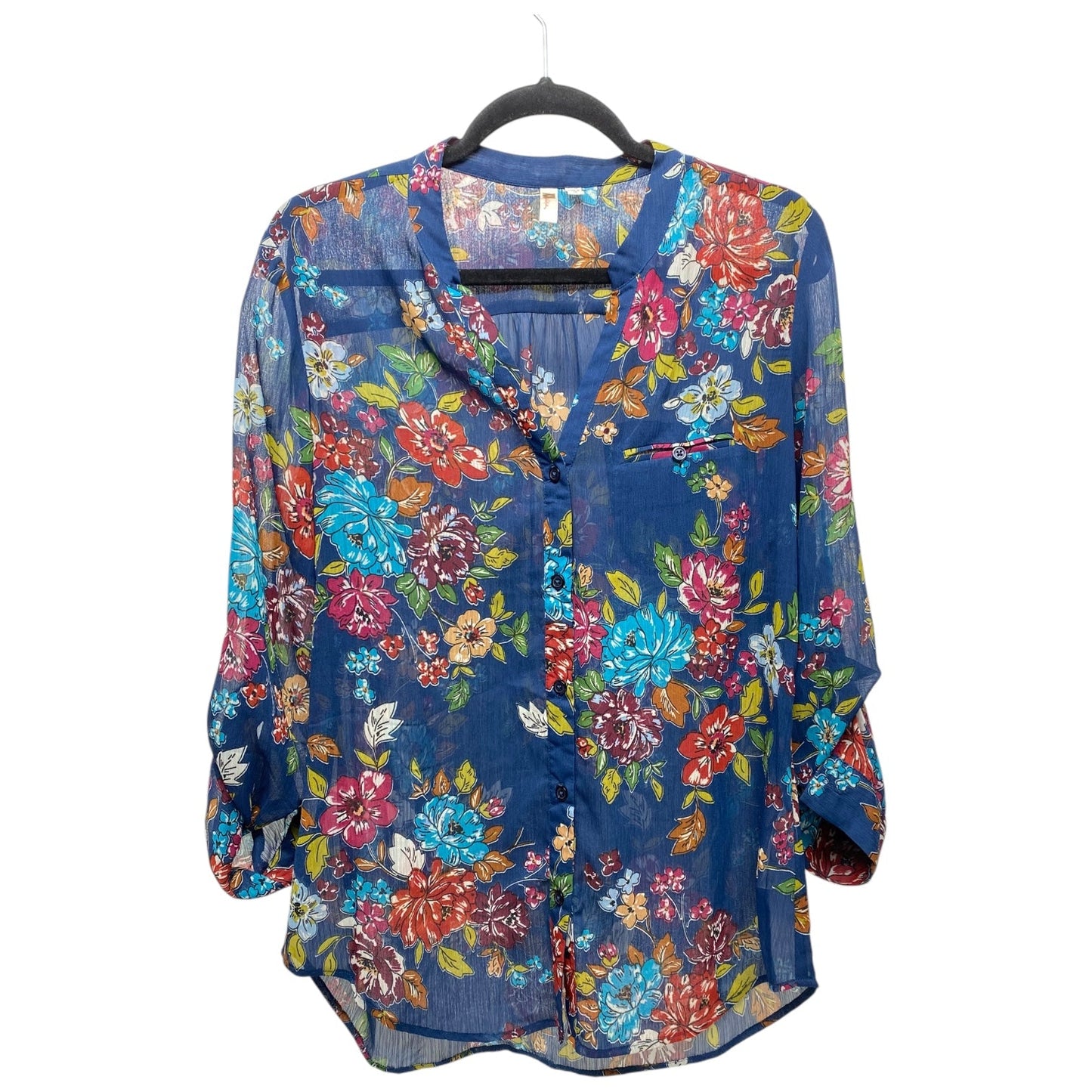 Blouse Long Sleeve By Kut In Floral Print, Size: M