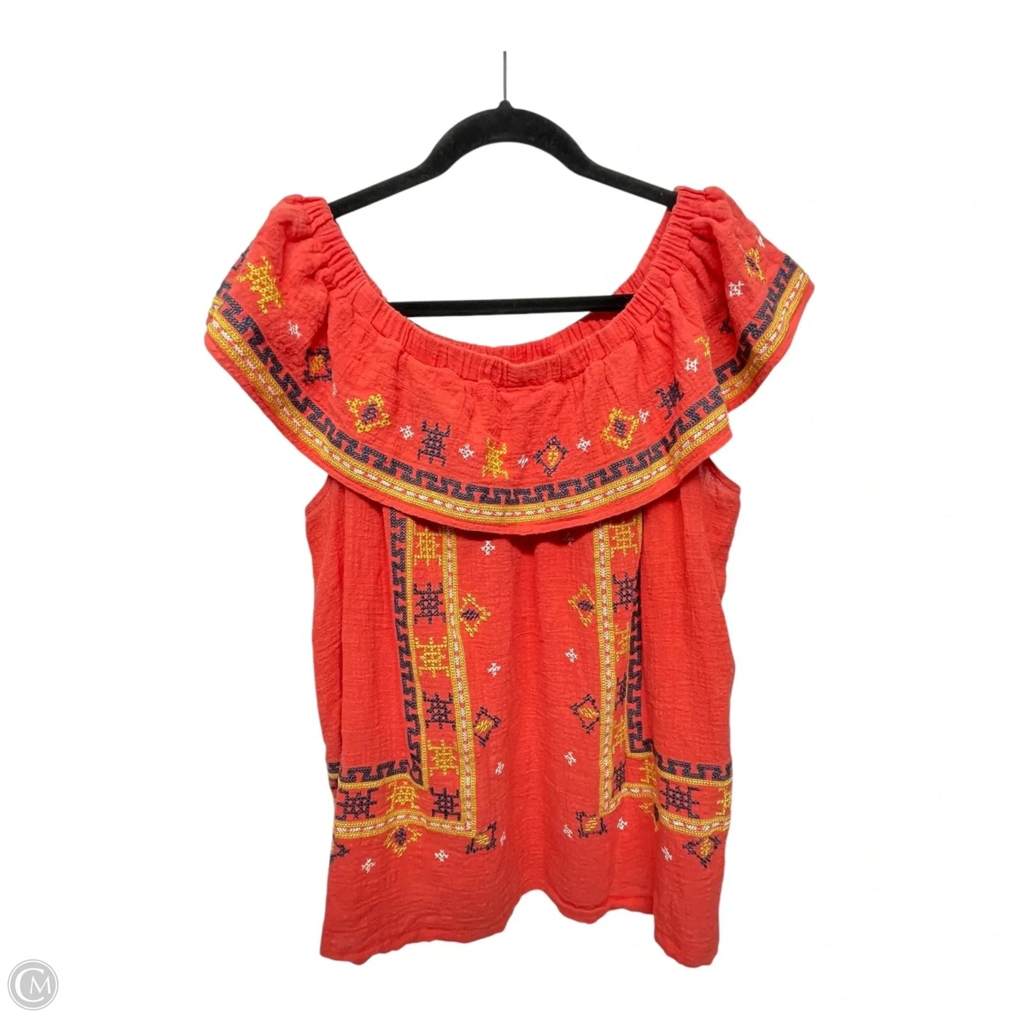 Top Short Sleeve By Easel In Orange, Size: M
