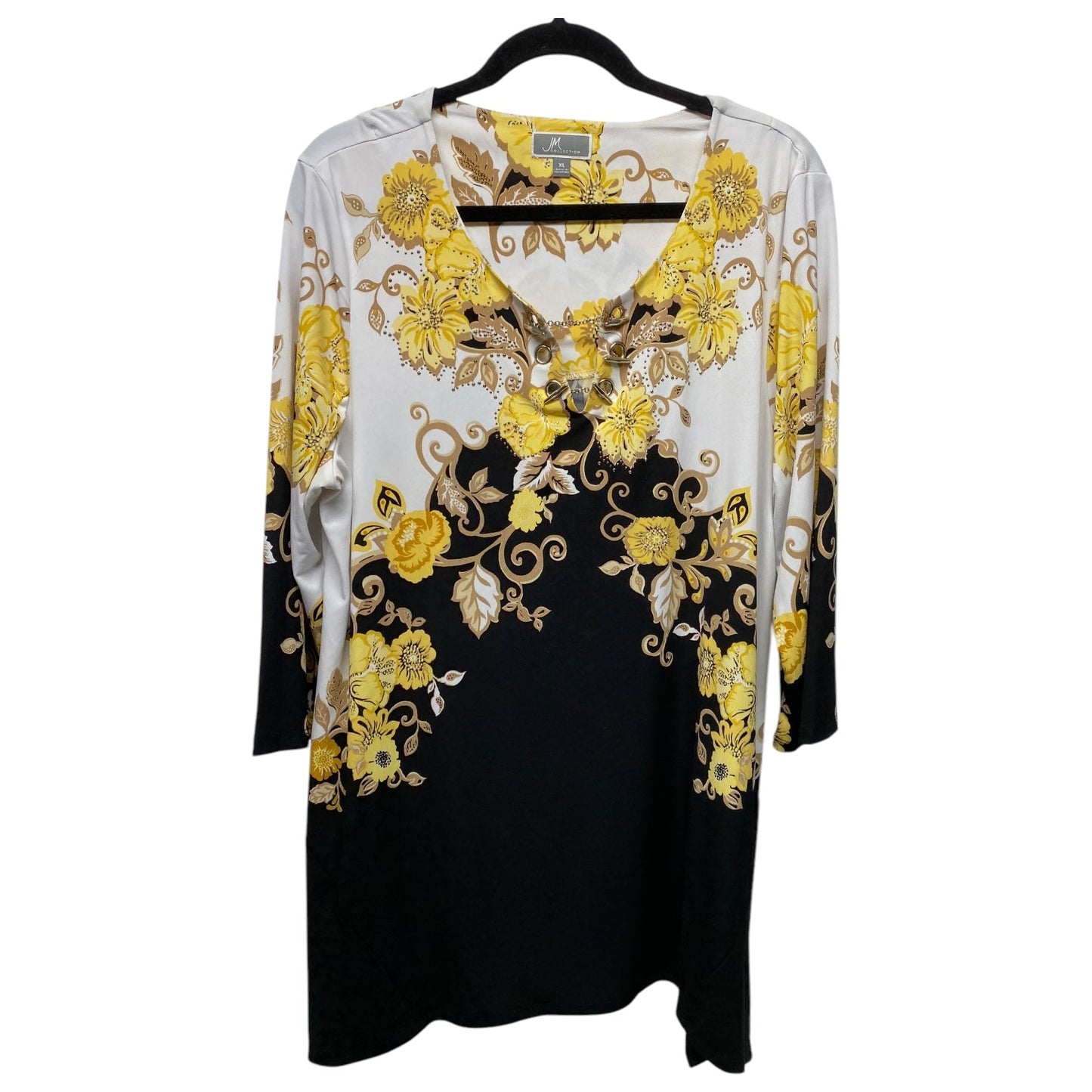 Top Long Sleeve By Jm Collections In Floral Print, Size: Xl