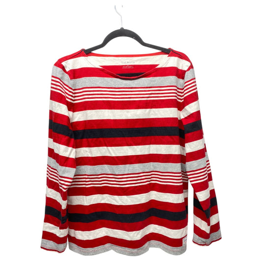 Top Long Sleeve By Talbots In Red & White, Size: Xl