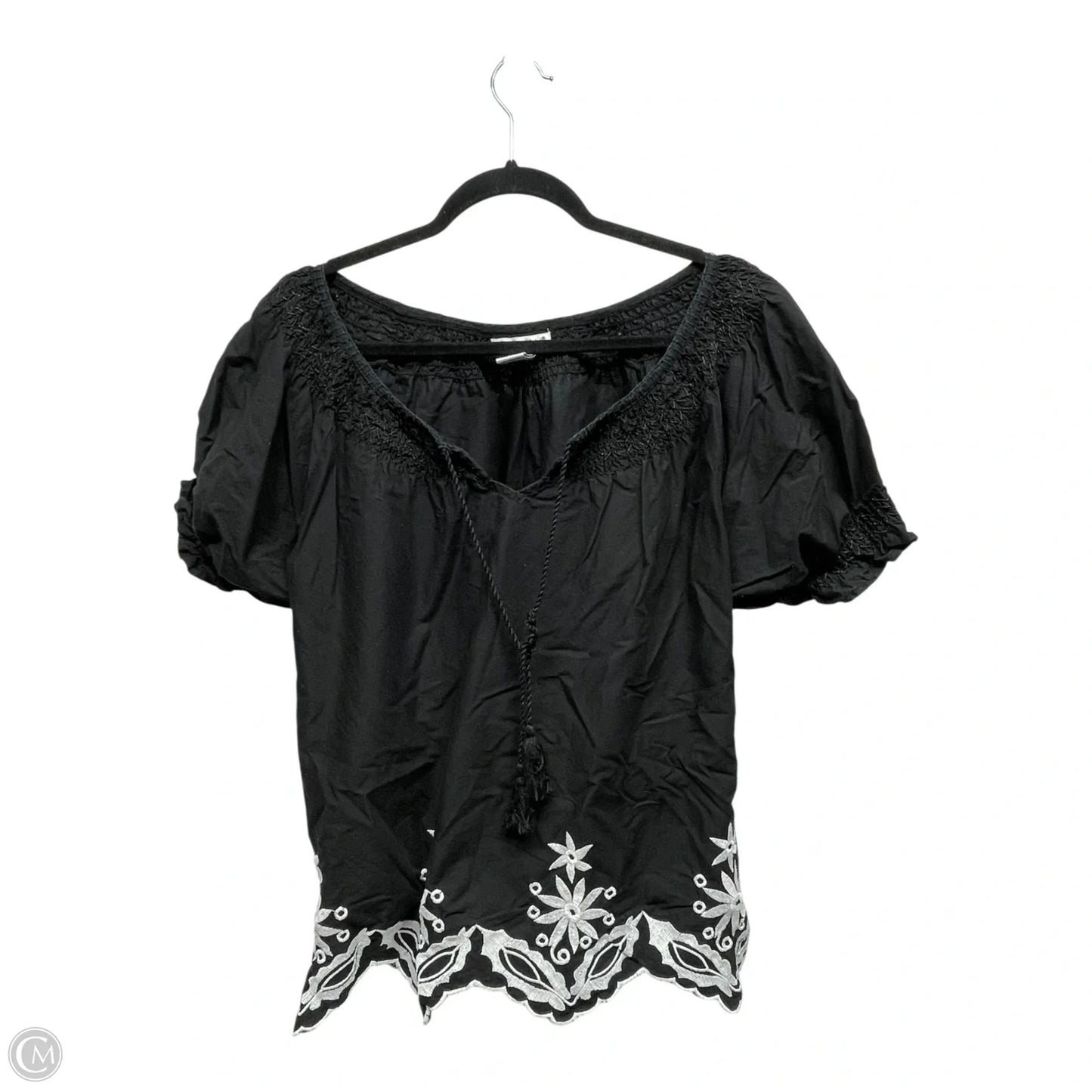 Top Short Sleeve By Hannah In Black & White, Size: L