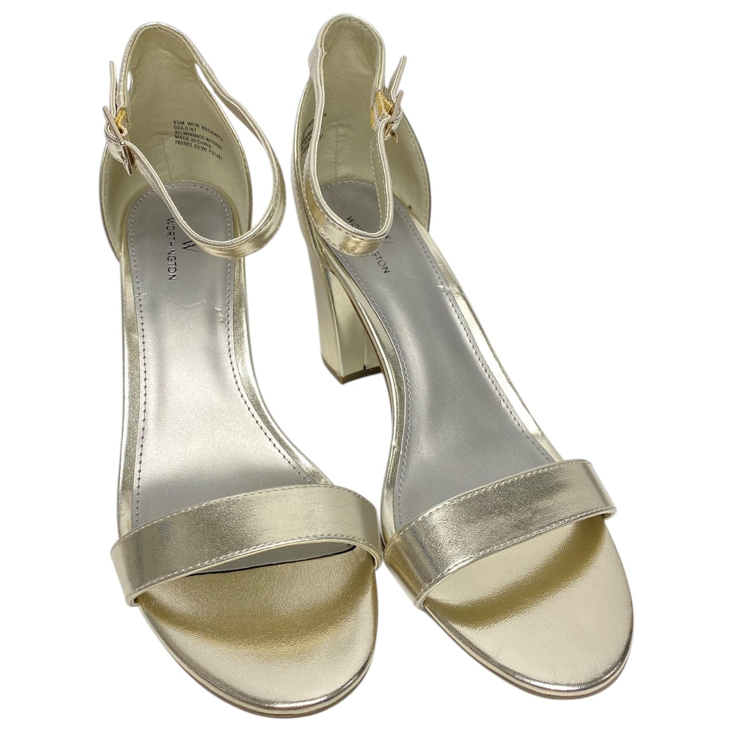 Shoes Heels Block By Worthington In Gold, Size: 9.5