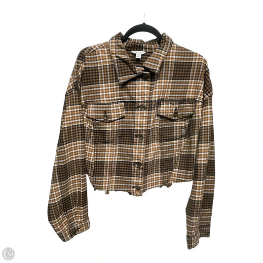 Jacket Denim By Cato In Brown, Size: 1x