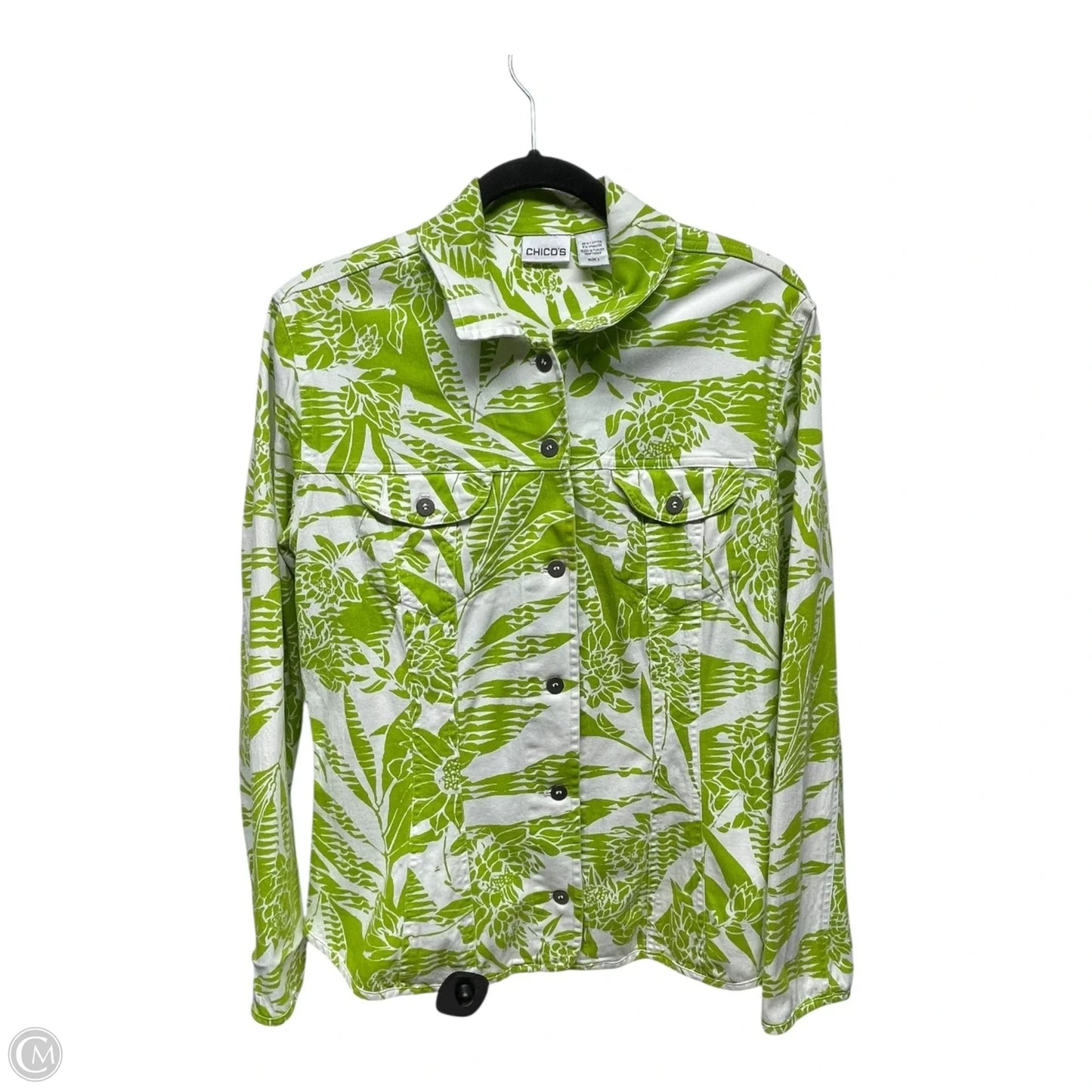 Jacket Other By Chicos In Green & White, Size: M