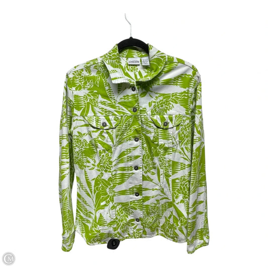 Jacket Other By Chicos In Green & White, Size: M