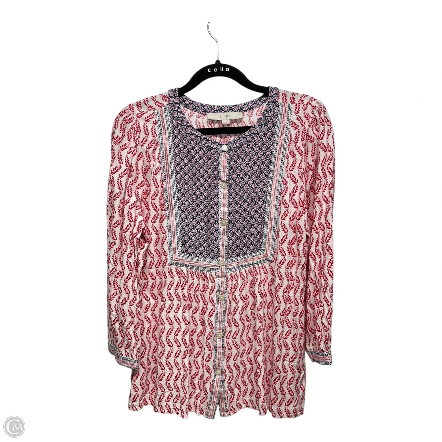 Top Long Sleeve By Loft In Blue & Red & White, Size: M