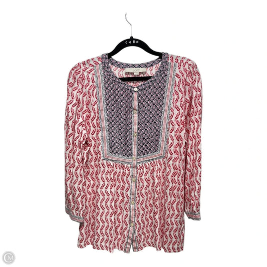 Top Long Sleeve By Loft In Blue & Red & White, Size: M