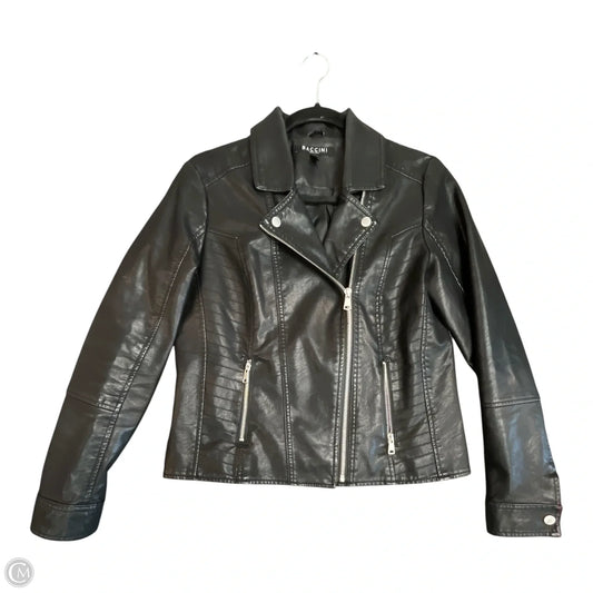 Jacket Moto Leather By Baccini In Black, Size: M