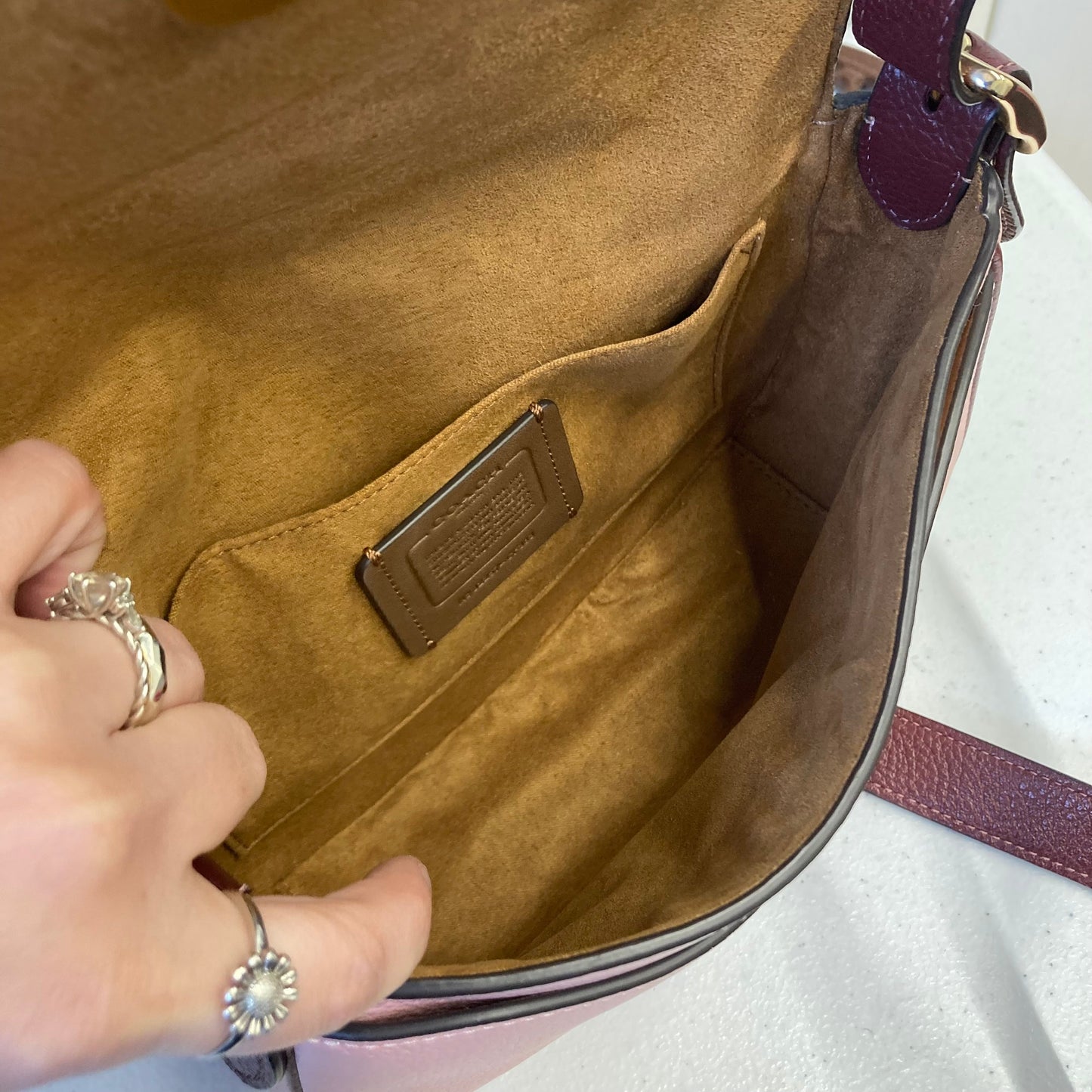 Crossbody Designer By Coach In Pink, Size:Medium