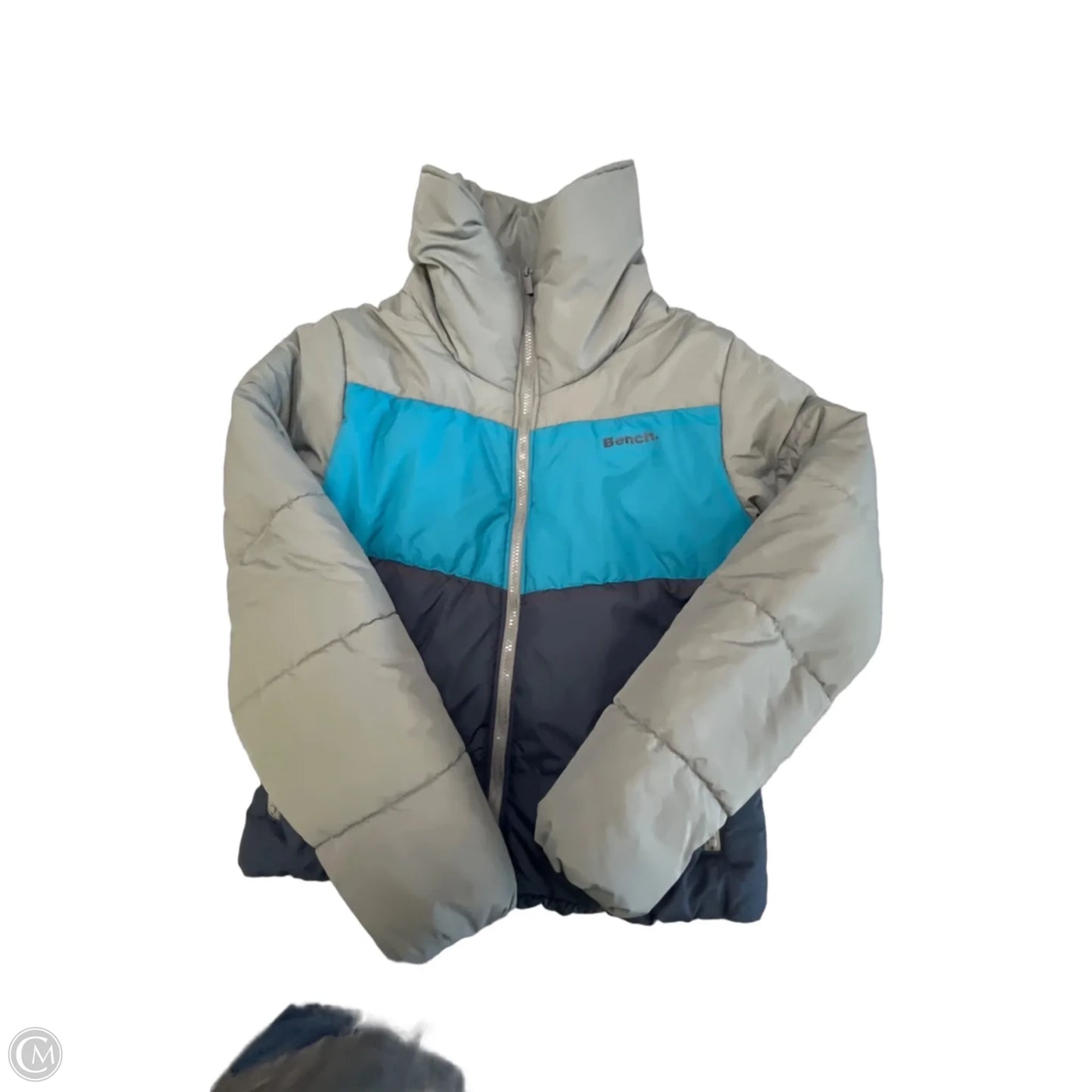 Coat Puffer & Quilted By Clothes Mentor In Blue & Grey, Size: L
