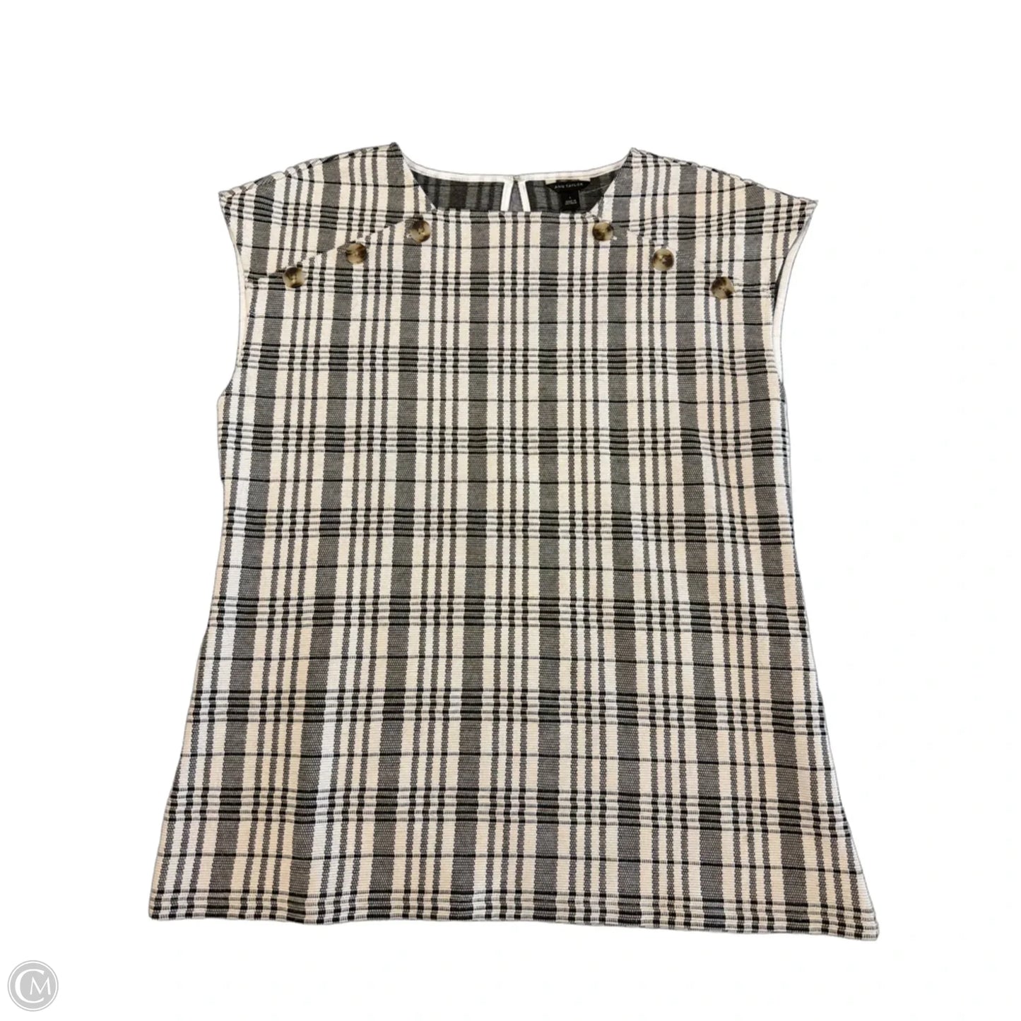 Top Sleeveless By Ann Taylor In Plaid Pattern, Size: L