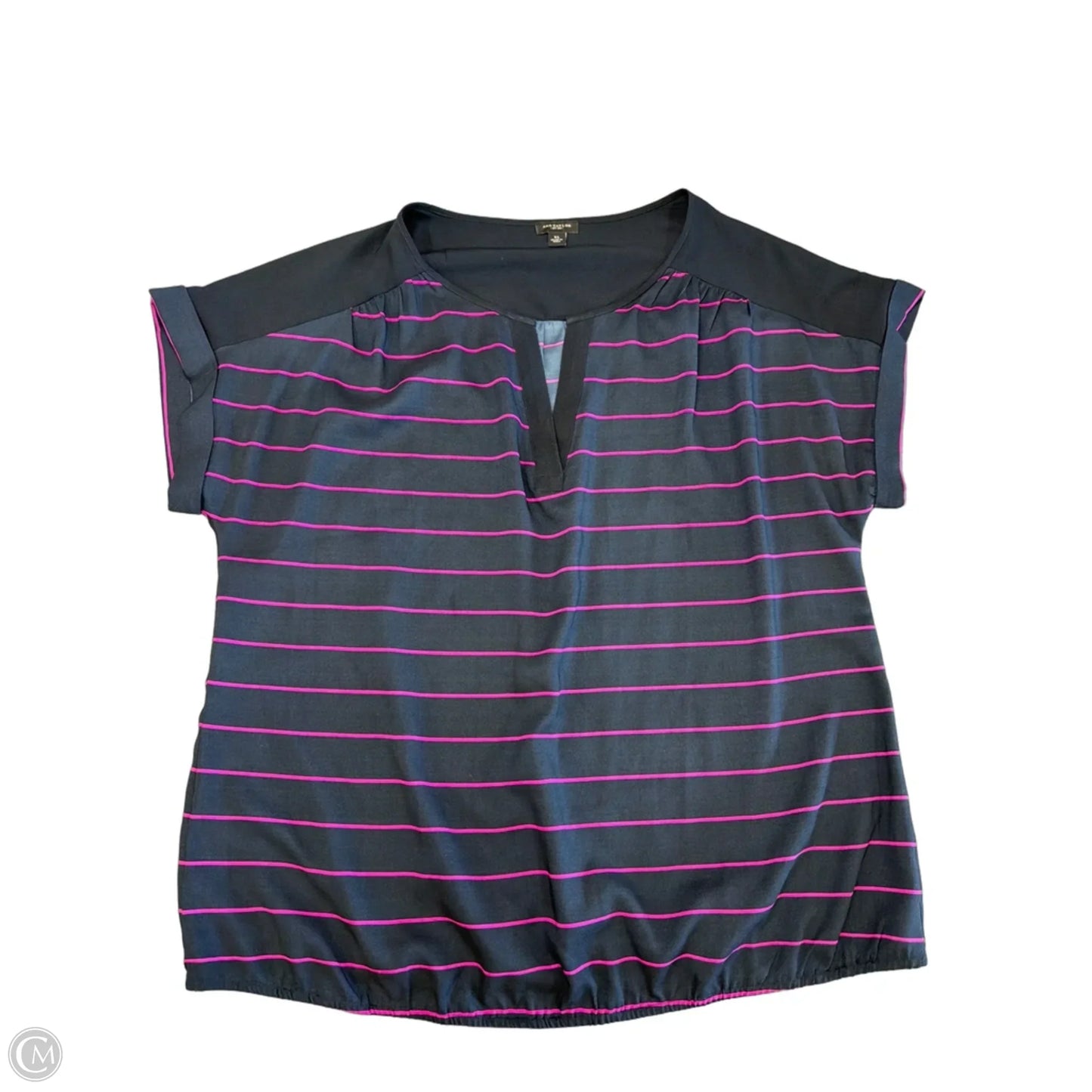 Blouse Short Sleeve By Ann Taylor In Striped Pattern, Size: Xl