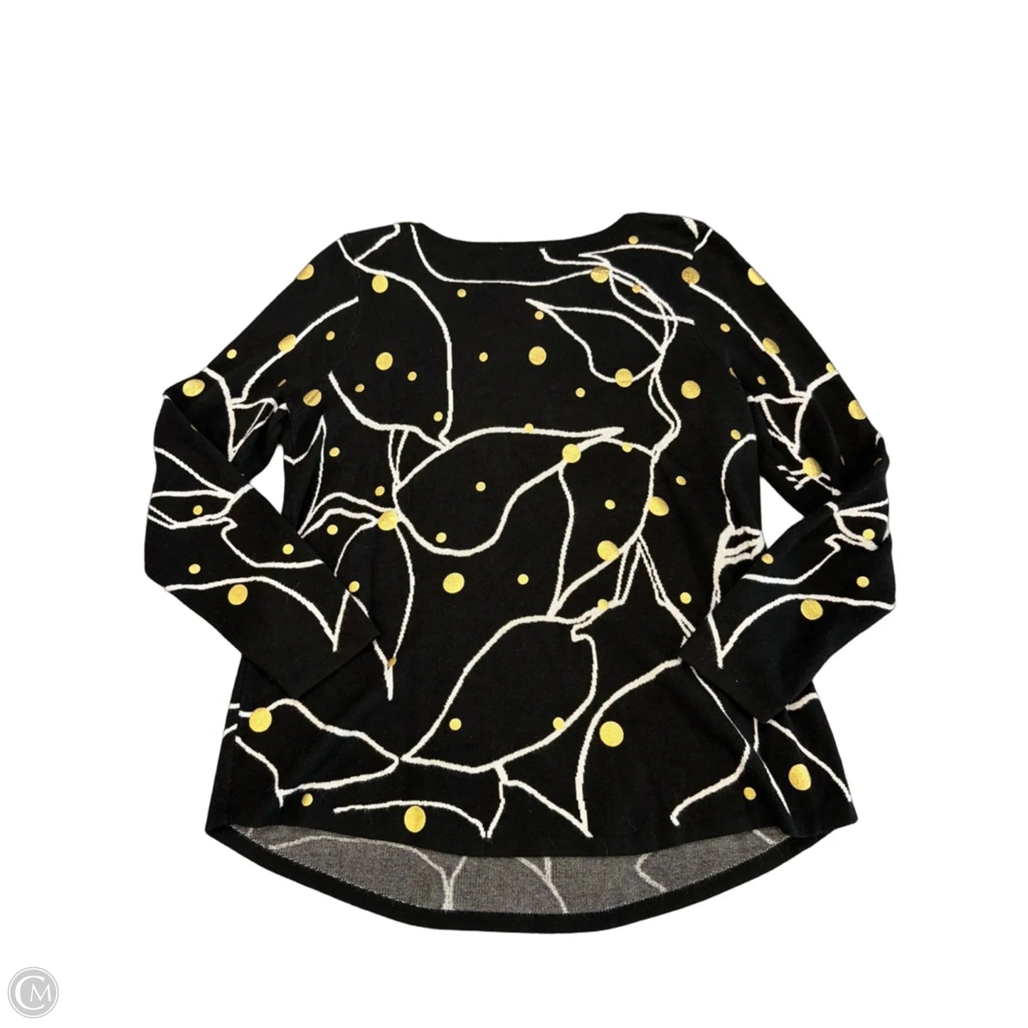 Top Long Sleeve By Chicos In Black & Gold, Size: L