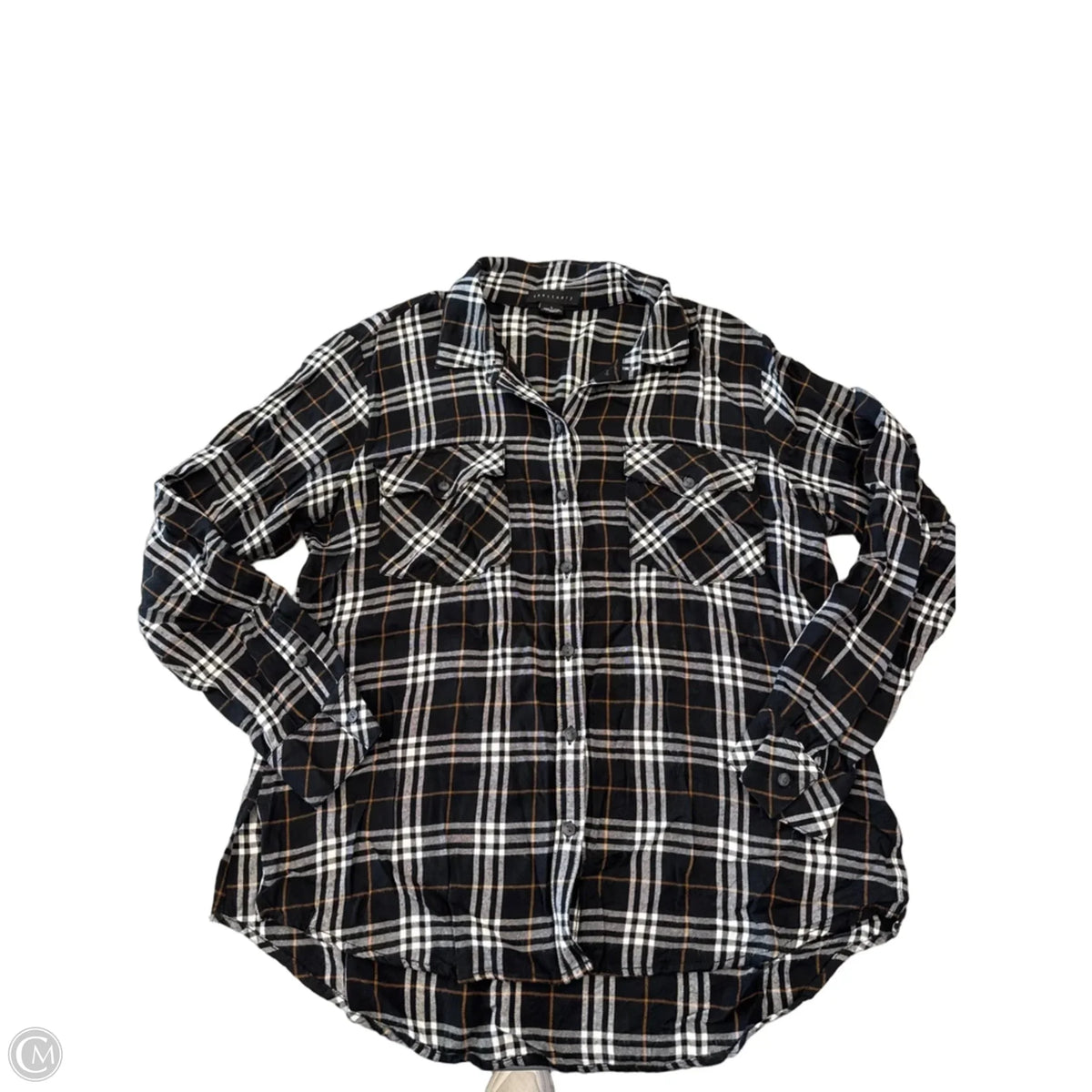 Top Long Sleeve By Sanctuary In Plaid Pattern, Size: L