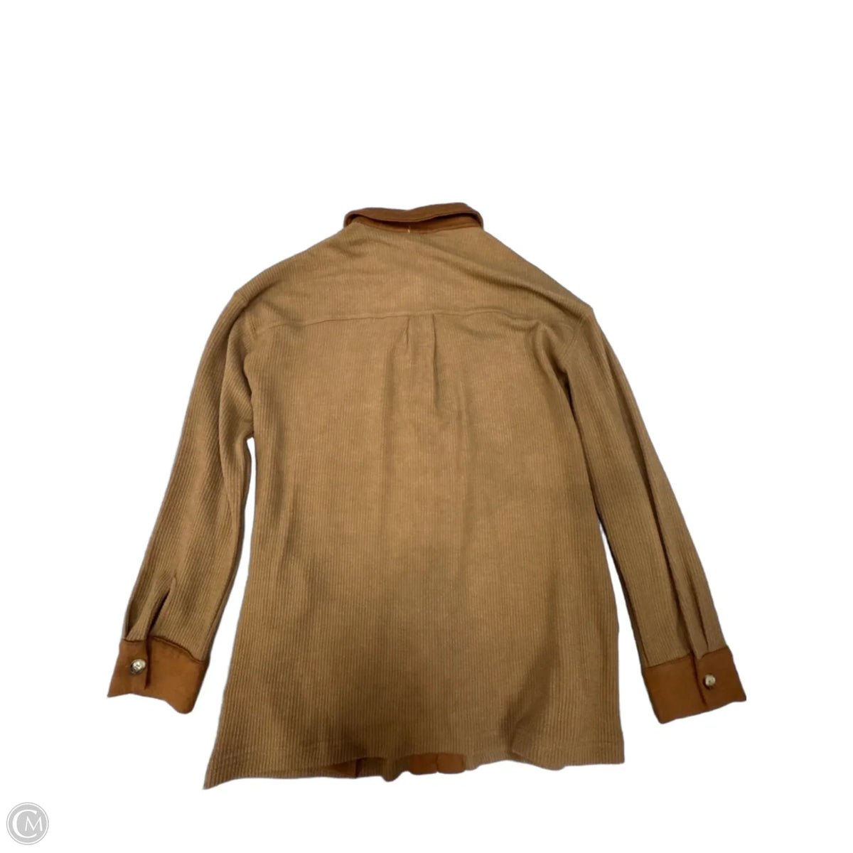 Jacket Shirt By Hem & Thread In Brown, Size: M