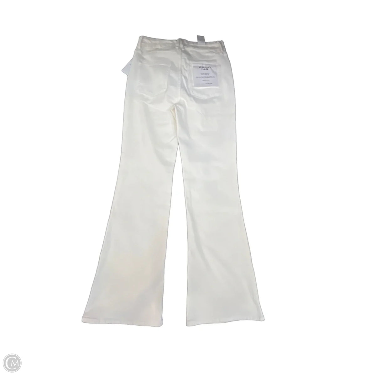 Jeans Flared By Good American In White Denim, Size: 8
