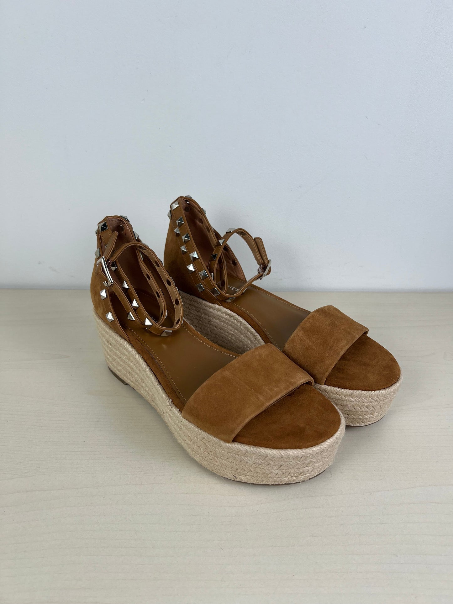 Tan Sandals Heels Platform Marc Fisher, Size 7