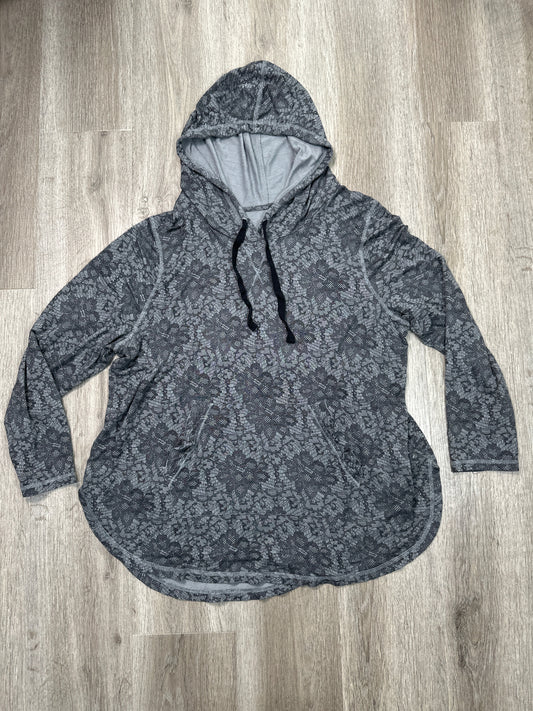 Athletic Top Long Sleeve Hoodie By Livi Active In Grey, Size: 2x