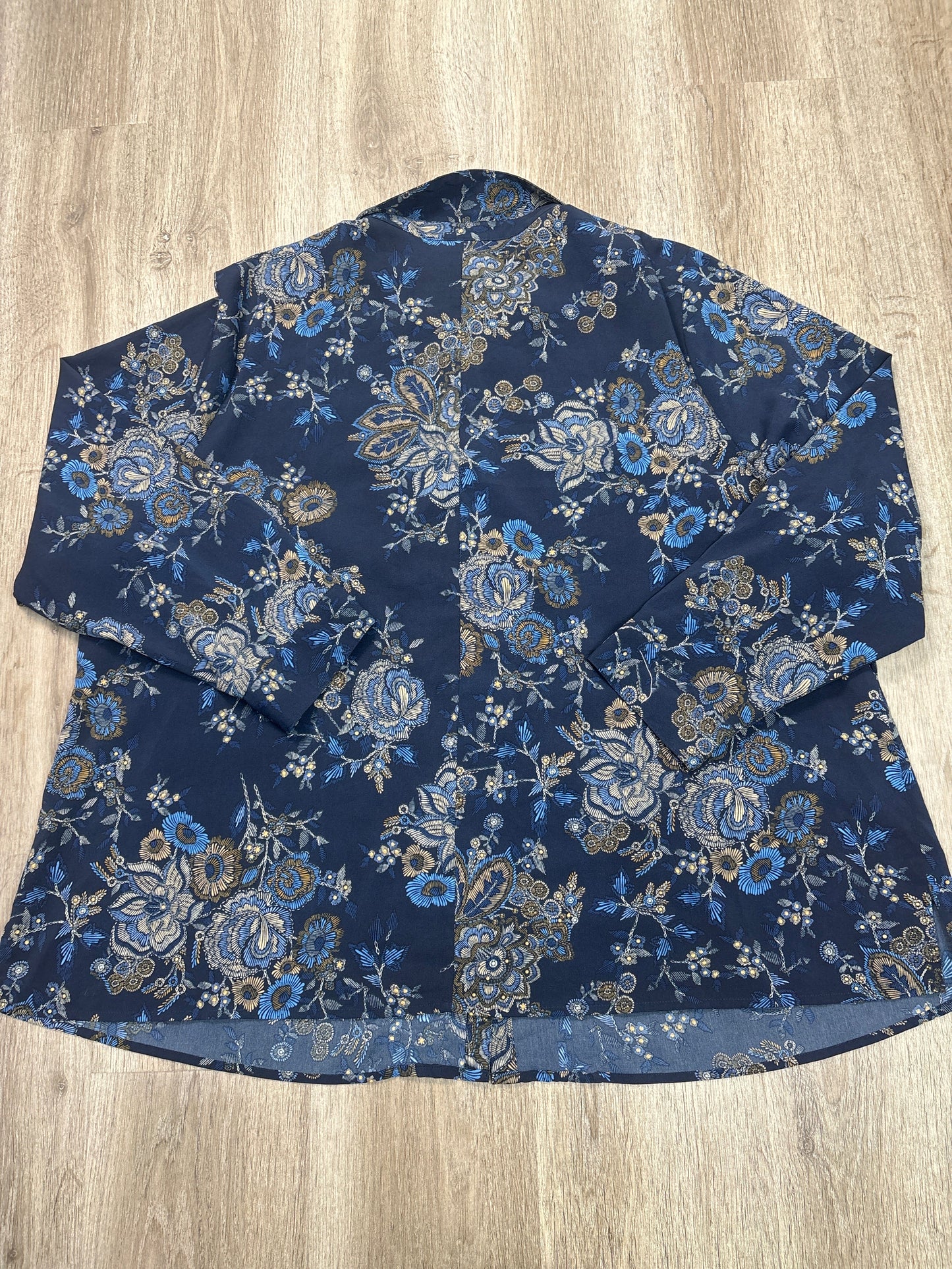 Blouse Long Sleeve By Catherines In Blue, Size: 2x