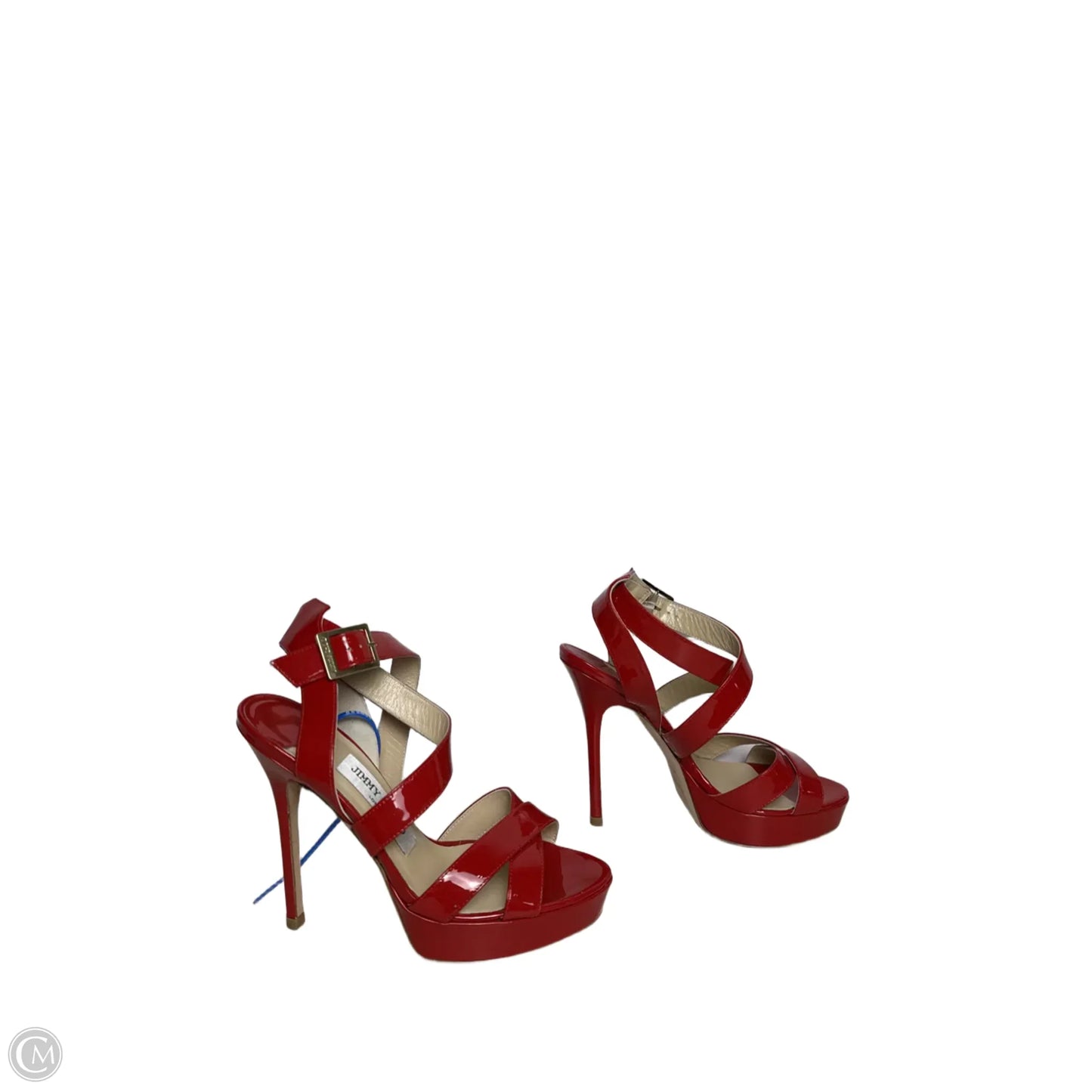 Sandals Luxury Designer By Jimmy Choo In Red, Size: 5.5