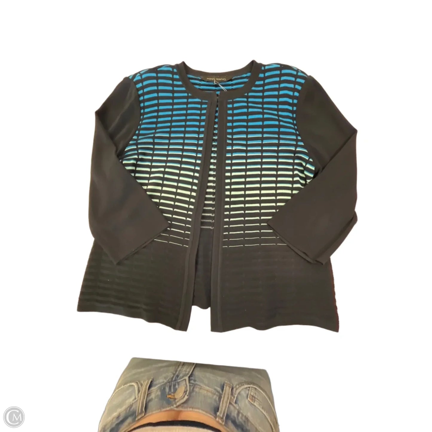 Cardigan By Ming Wang In Striped Pattern, Size: Mp
