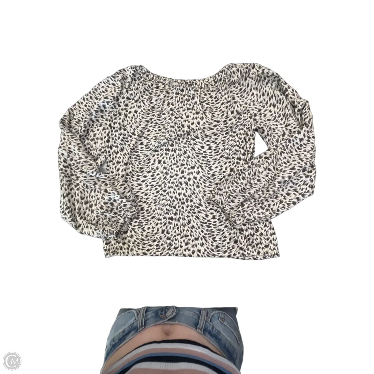 Top Long Sleeve By Anthropologie In Brown & Cream, Size: M
