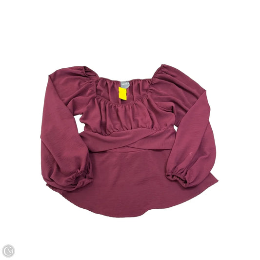 Blouse Long Sleeve By Arula In Maroon, Size: Xl