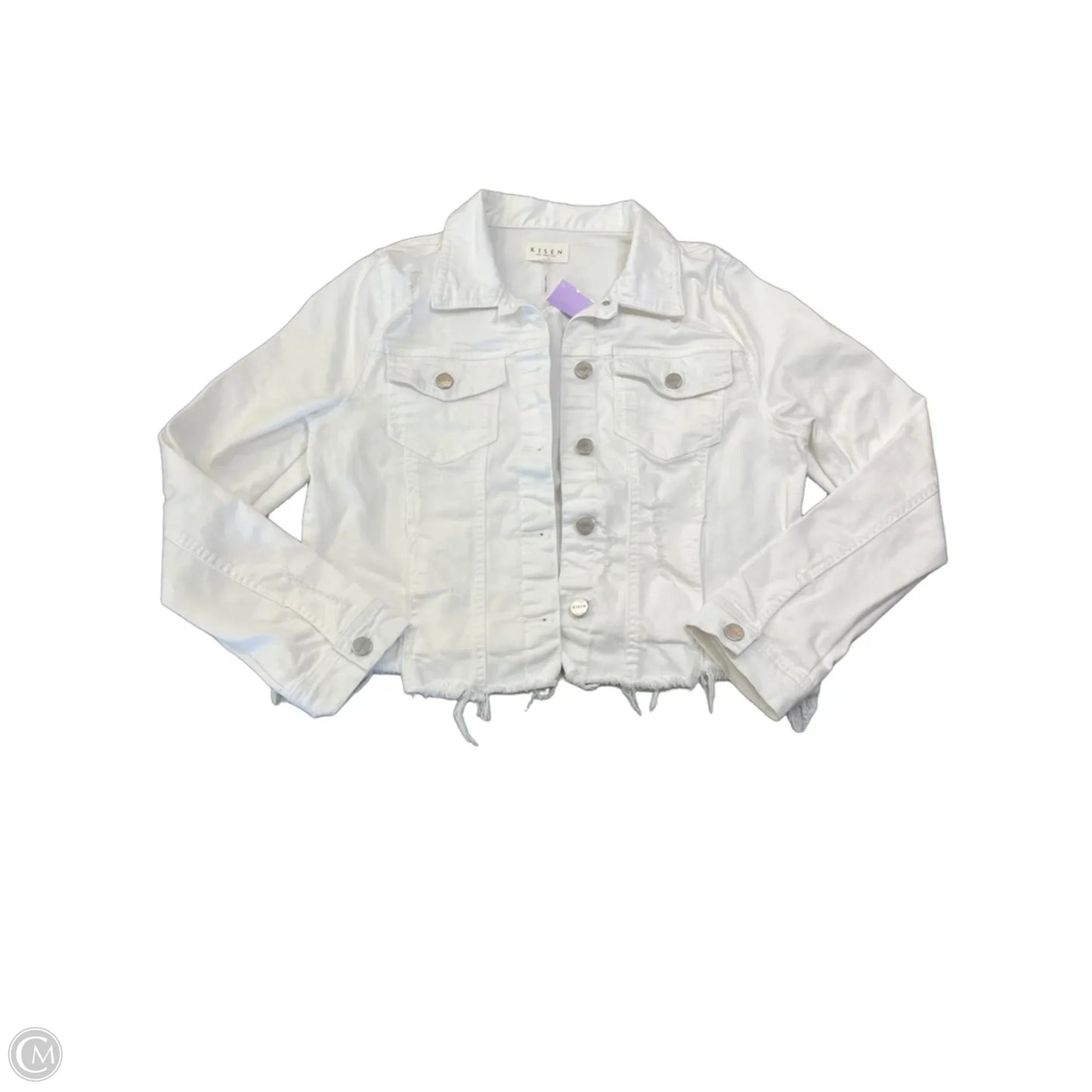 Jacket Denim By Risen In White, Size: L