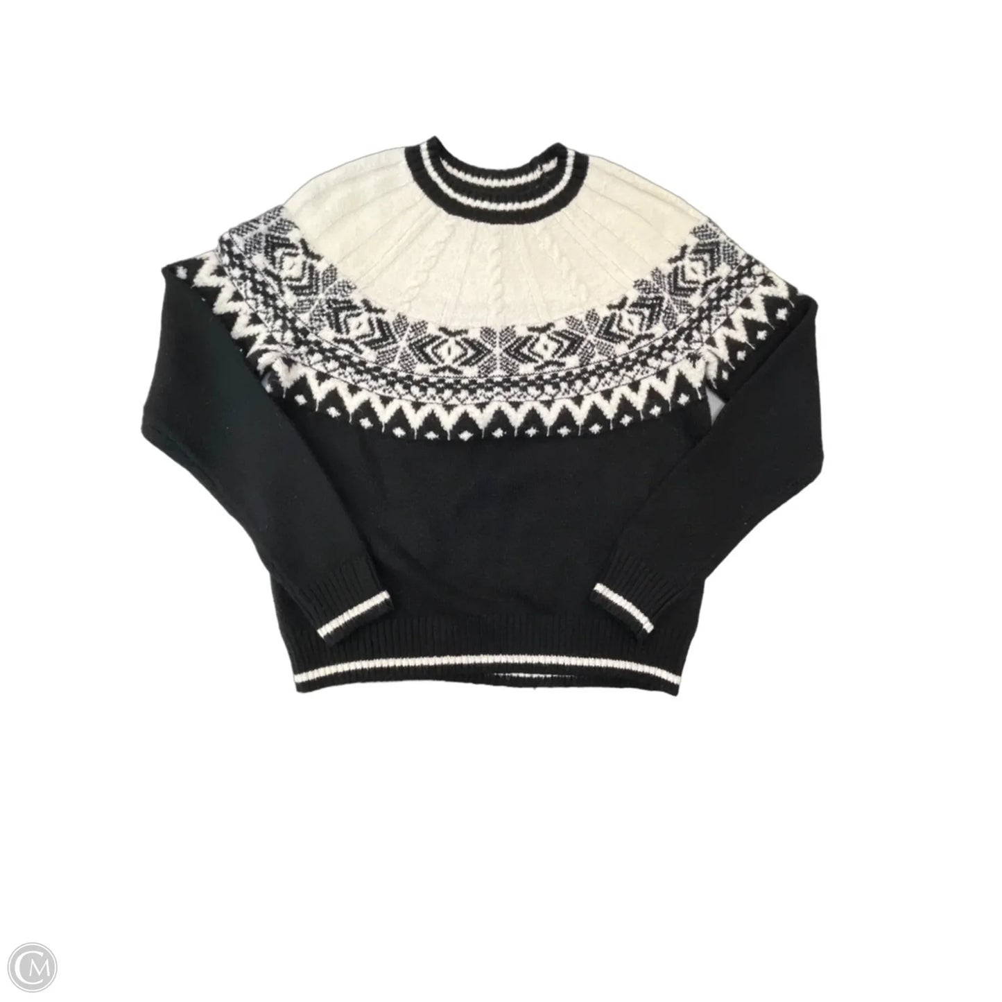 Sweater By Tahari In Black & Cream, Size: M
