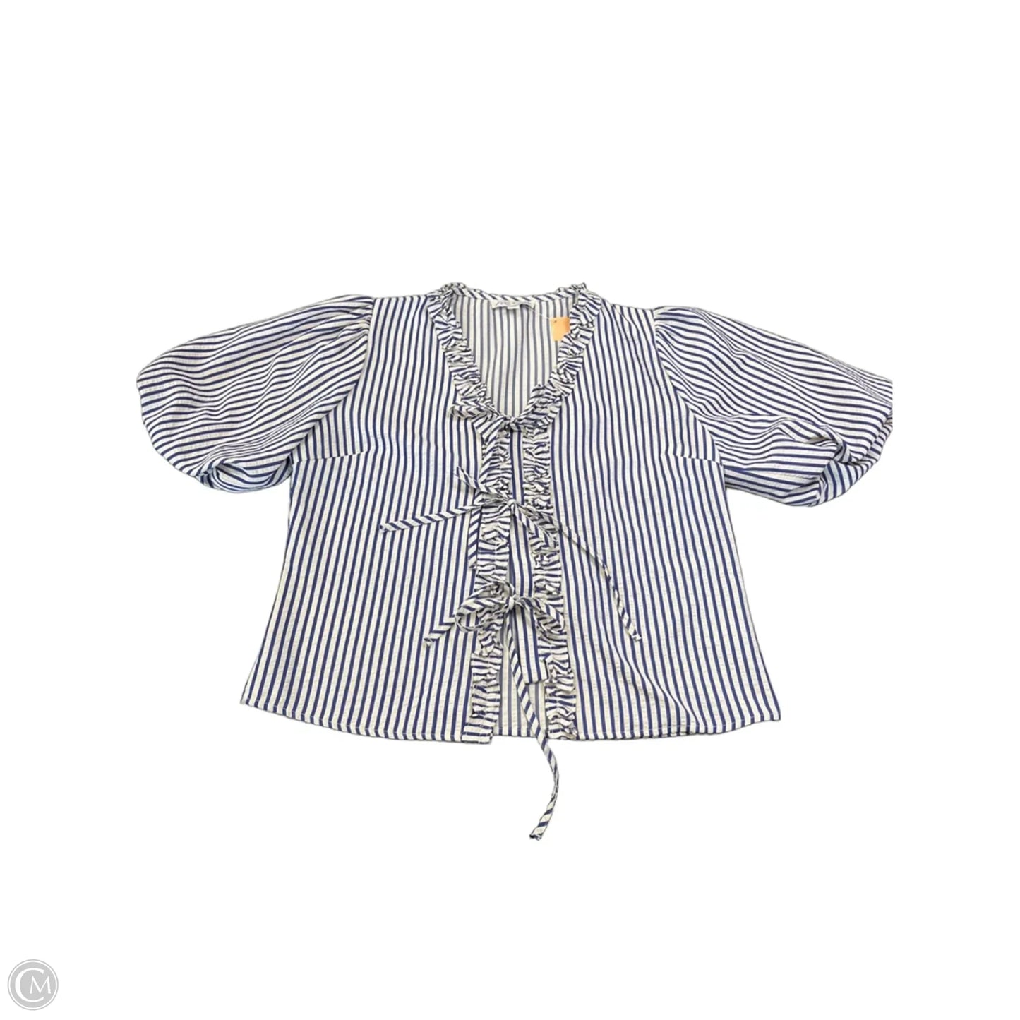 Blouse Short Sleeve By She + Sky In Striped Pattern, Size: M