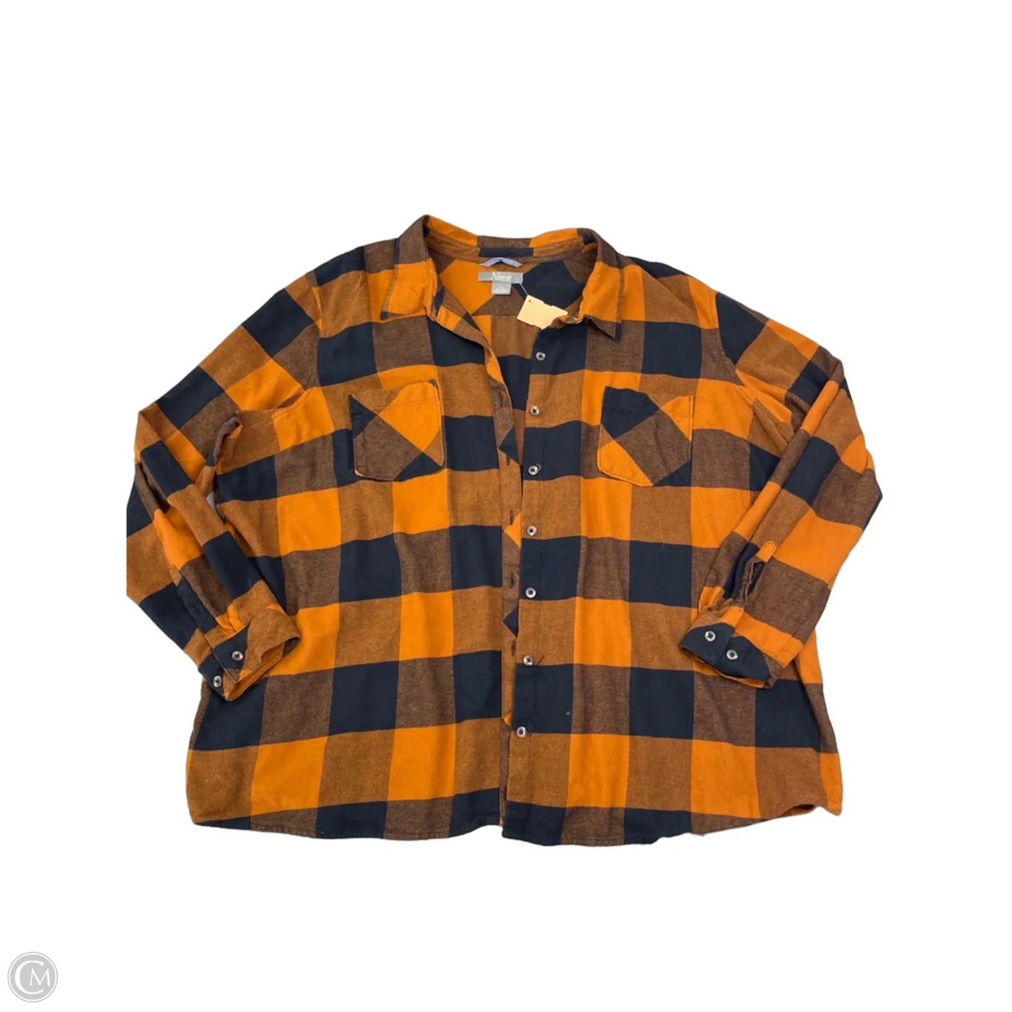 Top Long Sleeve By Natural Reflections In Black & Orange, Size: 3x
