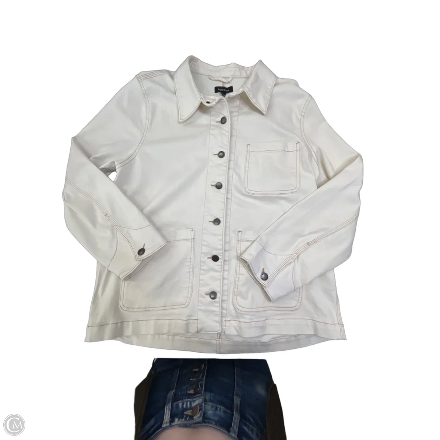 Jacket Denim By Well Worn In Cream Denim, Size: L