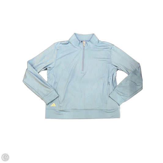 Athletic Top Long Sleeve Collar By Adidas In Blue, Size: M