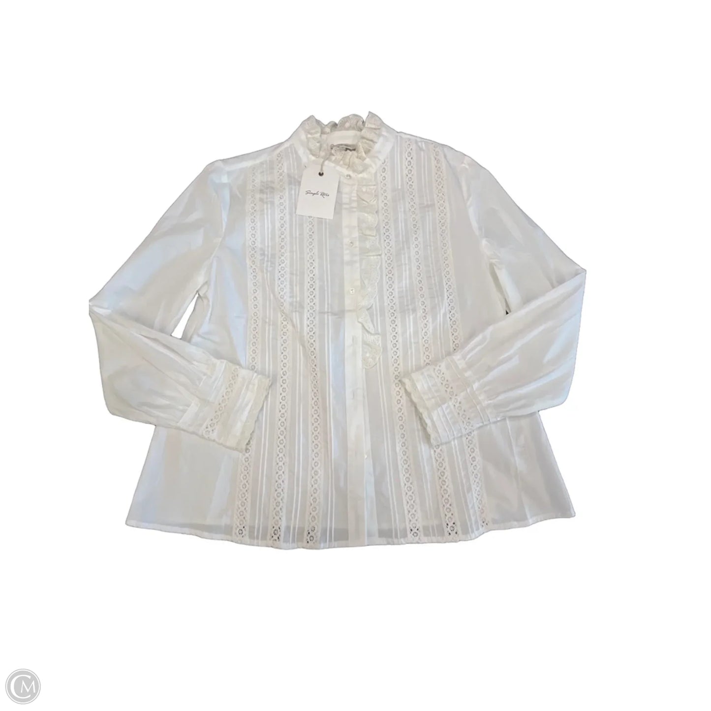 Blouse Long Sleeve By Clothes Mentor In White, Size: M