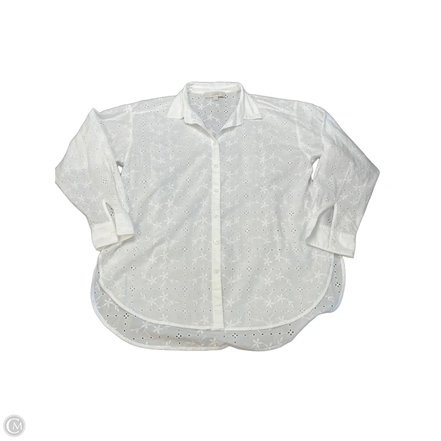 Top Long Sleeve By Loft In White, Size: S
