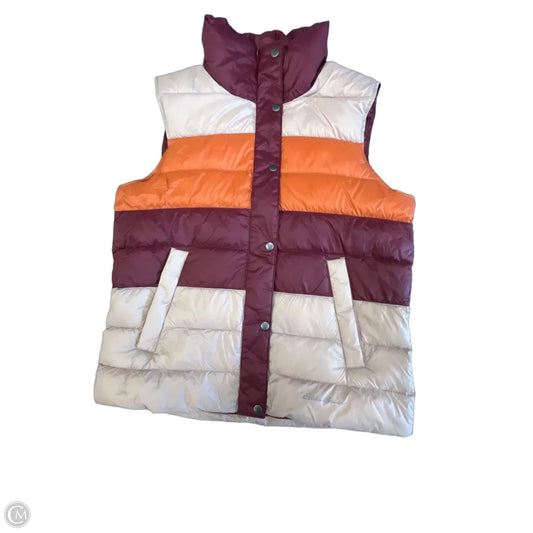 Vest Puffer & Quilted By Eddie Bauer In Orange & Pink, Size: L
