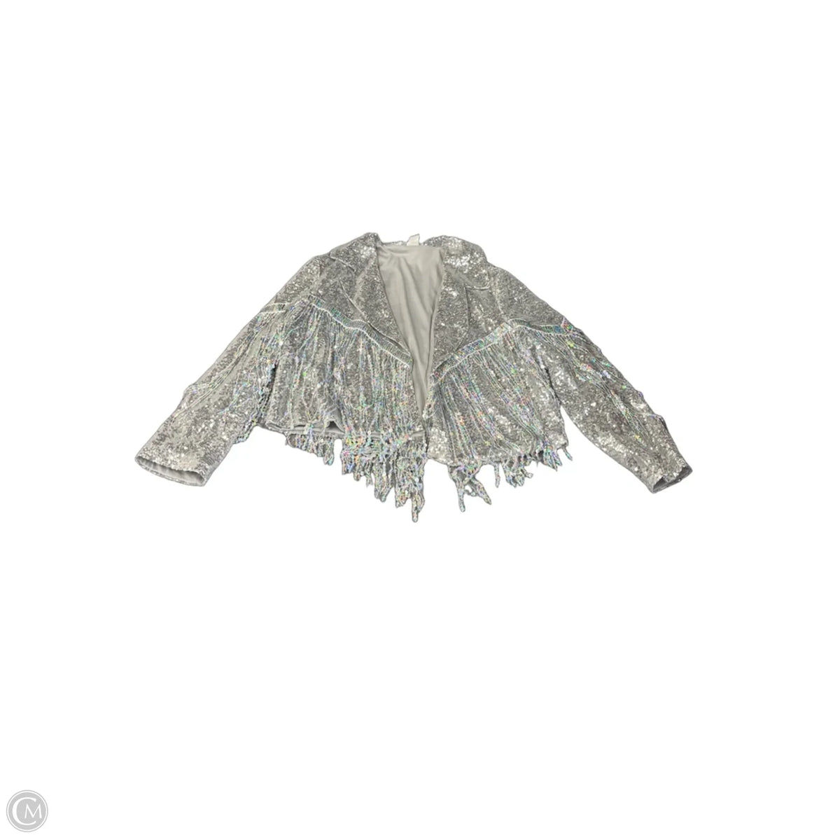Blazer By Clothes Mentor In Silver, Size: M