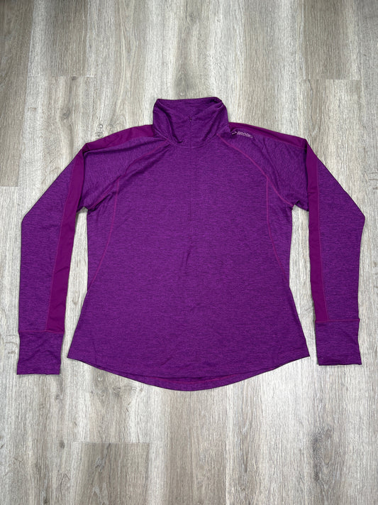 Purple Athletic Top Long Sleeve Collar Brooks, Size L