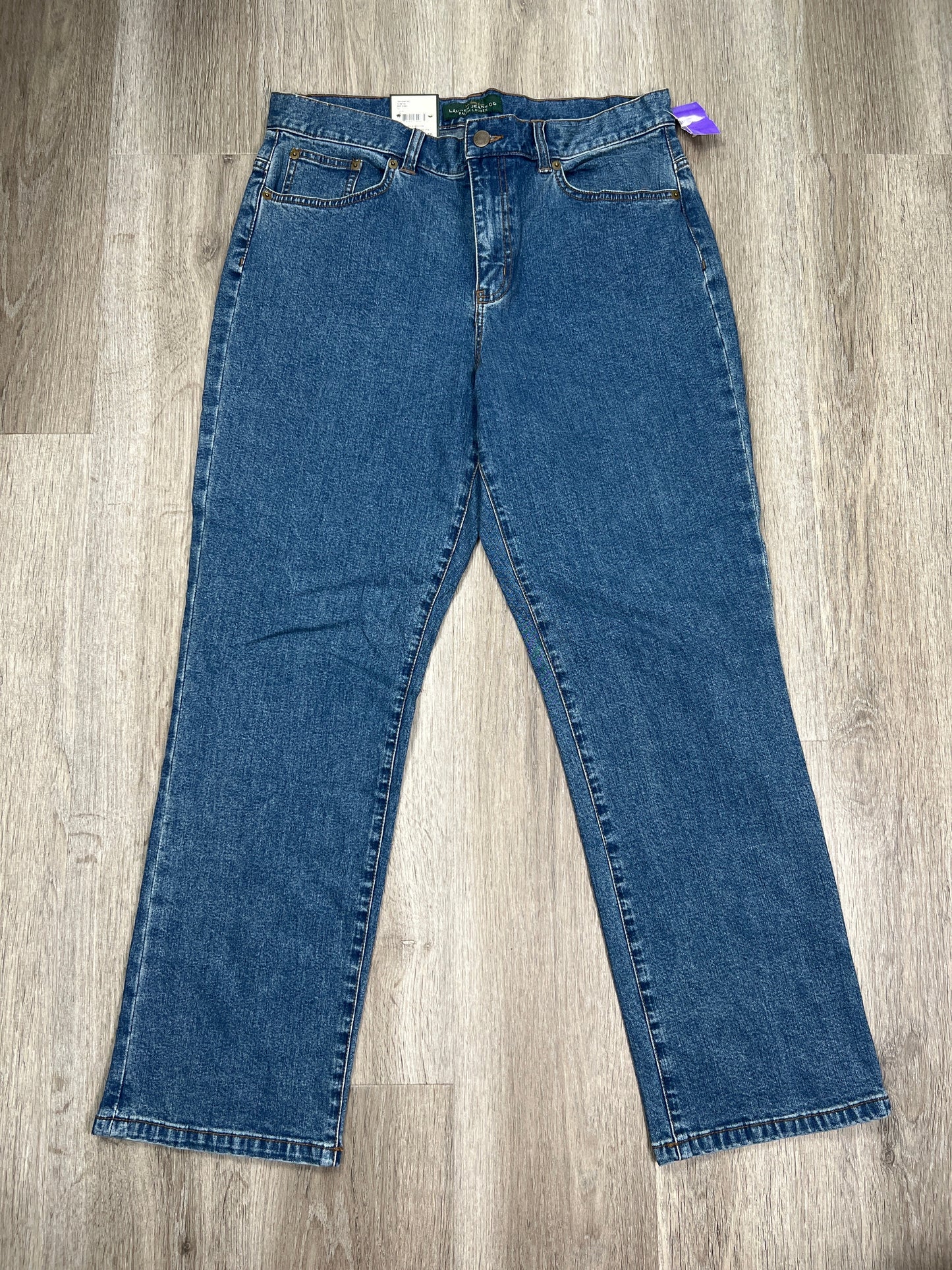 Blue Denim Jeans Straight Lauren By Ralph Lauren, Size 12